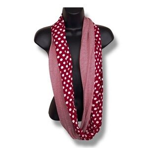 Tickled Pink Brand Scarf Red White Infinity Style Polka Dot Retro Striped Casual